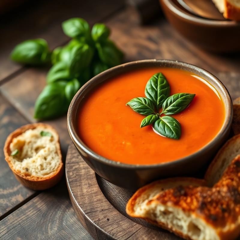 Bowl of tomato basil soup